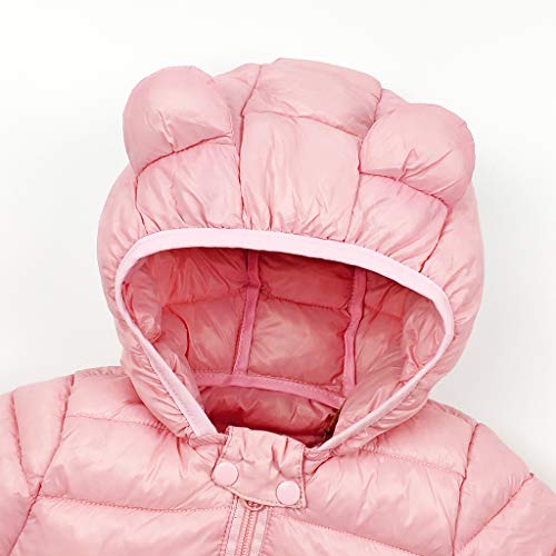 JiAmy Bebé Chaqueta Invierno Abrigo con Capucha Ligero Trajes Ropa de Calle Acolchado Rosa 6-12 Meses