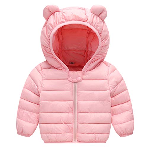 JiAmy Bebé Chaqueta Invierno Abrigo con Capucha Ligero Trajes Ropa de Calle Acolchado Rosa 6-12 Meses