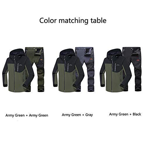 JIANYE Chaqueta Softshell Hombre Pantalon Softshell Conjunto Outdoor Transpirables Chaqueta Montaña Pantalones Montaña Ejército Verde+Ejército Verde L