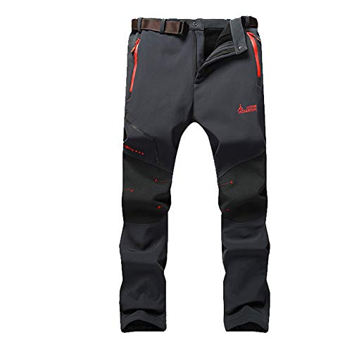 JIANYE Pantalon Softshell Hombre Pantalones de Montaña Impermeable Pantalon Trekking Caliente Pantalones Invierno Gris L