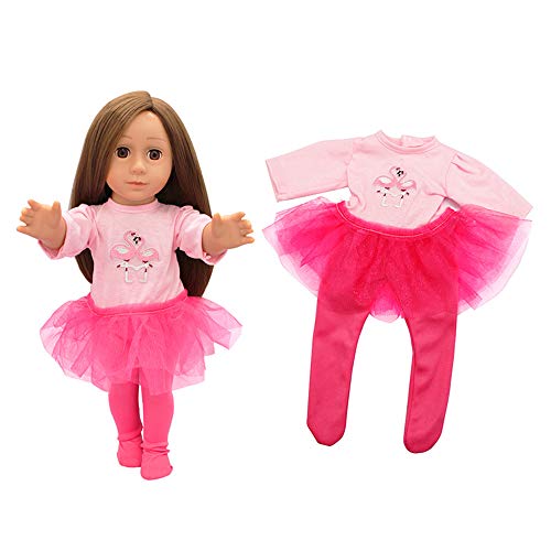 Jilibaba Ropa de muñeca, Traje de Falda con patrón de Flamenco, Accesorios para Disfraces, Regalo para niños, Juguete para muñecas American Girl de 18 Pulgadas / 46 cm, Rosa