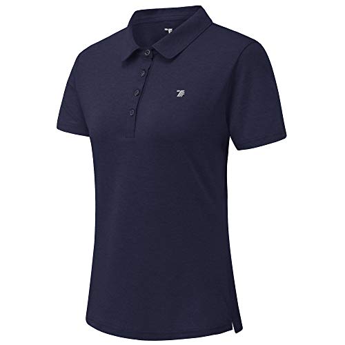 JINSHI Polo de Manga Corta Camisa de Golf para Mujer Azul Marino XL