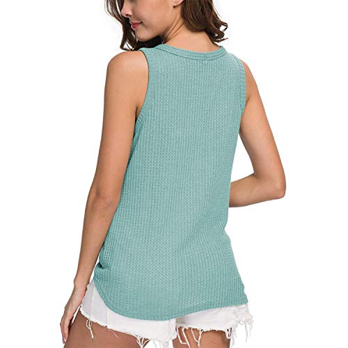 Joinfun Mujeres Camisetas sin Mangas Tank Top, botón Strappy Sexy Casual sin Mangas Blusa Cami Camisas Camiseta Chaleco Tops para Mujeres Dama (Verde Claro, M)