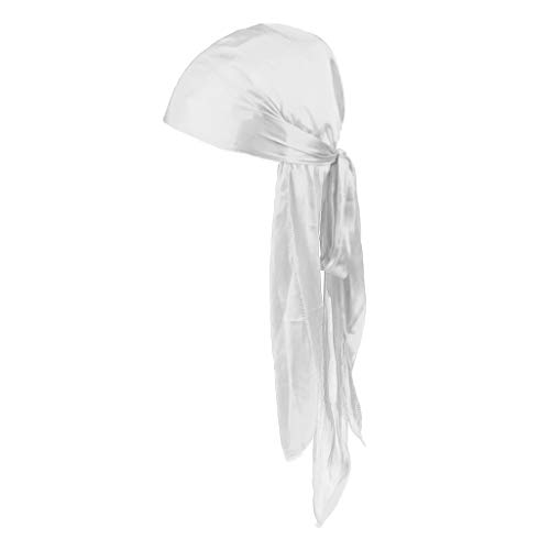 joyMerit Mujeres Hombres Pérdida de Cabello Chemo Beanie Durag Bandana Turbante Musulmán - Blanco, como se describe