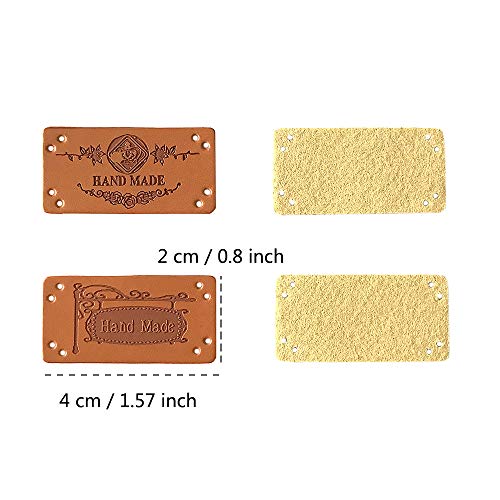 Juland 1163/5000 8 Estilos de Cuero de la Etiqueta de la PU Ropa Hecha a Mano en Relieve Etiqueta Adorno de Punto Accesorios de Bricolaje para Jeans Bolsos Zapatos Sombrero -40PCS 2x4cm