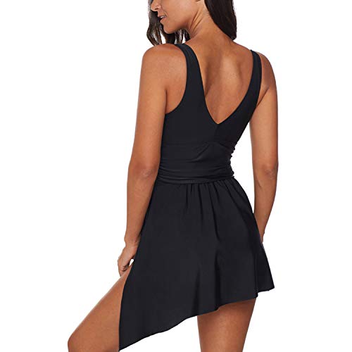 Jywmsc Tankini una Pieza Traje de Baño Cuello para Mujer V Sujetador con Relleno Traje de baño Falda Ropa de baño Tankini