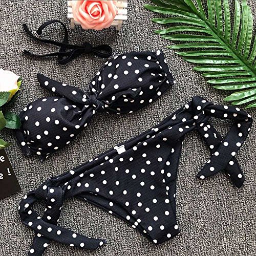 K-youth Mujeres Bikini, Bikini Mujer 2018 Bañador Traje De Baño De Dos Piezas Bikini Impreso Conjunto Halter Backless Bikinis Brasileño Push Up Ropa De Playa (Negro, L)