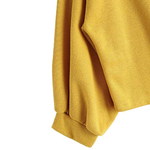 K-youth sudadera mujer Mujer Sudaderas Cortas, Tumblr Cortas Anchas 2018 Otoño Invierno Chicas Ropa Deportiva Moda Manga Larga Blusa Tops Baratos Hoodie Sweatshirt(Amarillo, M)