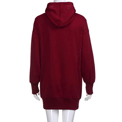 K-Youth Sudaderas Tumblr Mujer Hoodie Adolescente Chica Sudaderas con Capucha Mujer Manga Larga Blusa Sudaderas Mujer Original Deportiva Sweatshirt Abrigo con Bolsillo Casual Tops(Rojo, S)