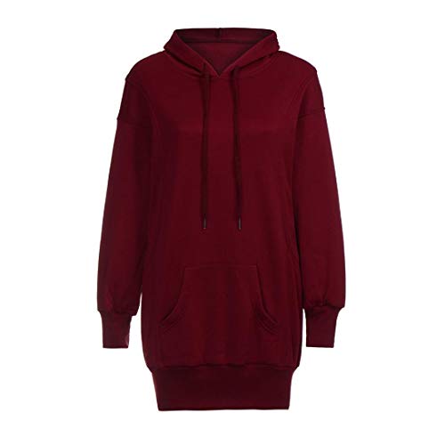 K-Youth Sudaderas Tumblr Mujer Hoodie Adolescente Chica Sudaderas con Capucha Mujer Manga Larga Blusa Sudaderas Mujer Original Deportiva Sweatshirt Abrigo con Bolsillo Casual Tops(Rojo, S)