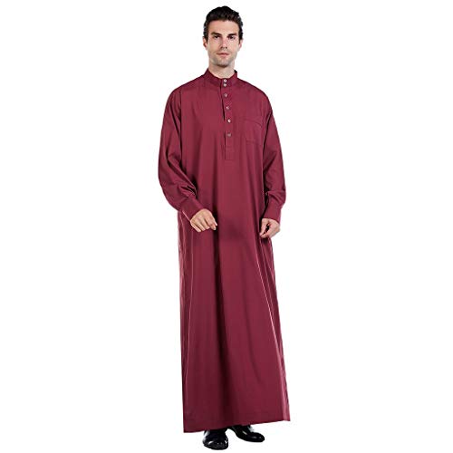 Keeards- Thobe con manga larga árabe musulmana, calf-length, hombre, musulmana, vestido de manga larga étnico, kaftán en el Oriente Medio Thobe Verano Largo Alto Du Vin XL