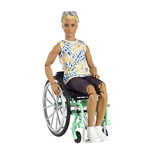 Ken Fashionista Muñeco con silla de ruedas, rampa y accesorios de moda (Mattel GWX93)