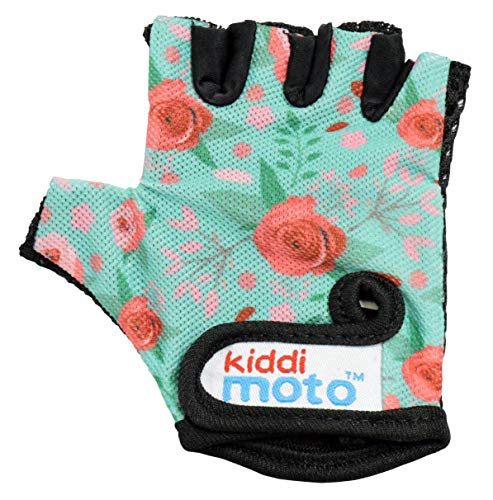 KIDDIMOTO Guantes de Ciclismo sin Dedos para Infantil (niñas y niños) - Bicicleta, MTB, BMX, Carretera, Montaña - Floral - Talla: M (5-8 años)