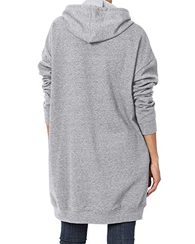 Kidsform Sudadera con Capucha para Mujer Hoodie Mujer Sudadera con Capucha de Otoño Sudadera con Bolsillo Sweatshirt Mujer D-Gris S