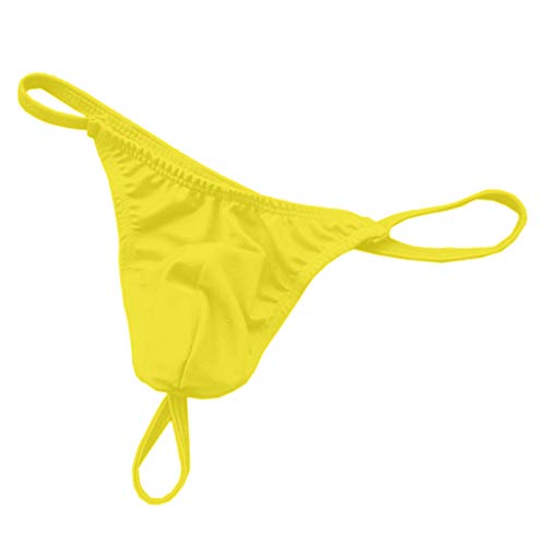 KIMODO Sretch T-Back Sretch Tanga para Hombre Calzoncillos Calzoncillos—Amarillo Free Size