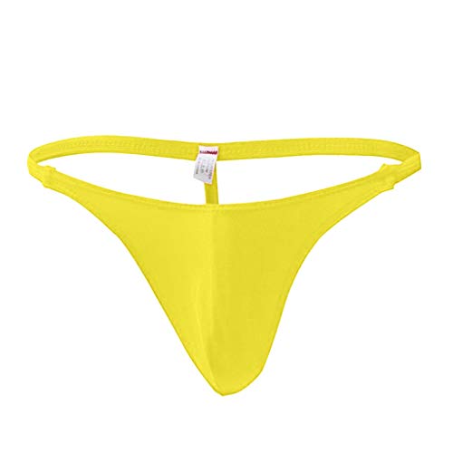 KIMODO Sretch T-Back Sretch Tanga para Hombre Calzoncillos Calzoncillos—Amarillo Free Size