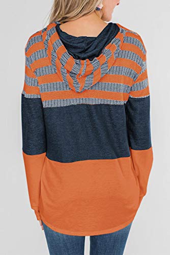 KINGFEN Sudadera con capucha para mujer de manga larga naranja Small