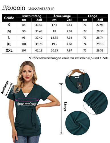 KOJOOIN Camiseta de maternidad para mujer, cuello en V, manga corta, para embarazadas verde M