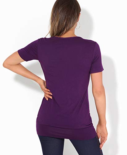 KRISP 5079-PUR-16, Camiseta Larga Manga Corta Talla Grande Básica, Morado, 44