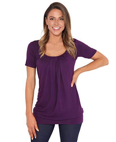 KRISP 5079-PUR-16, Camiseta Larga Manga Corta Talla Grande Básica, Morado, 44