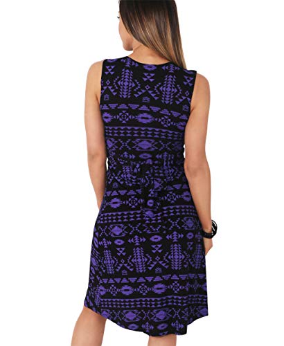 KRISP 6607-PURBLK-10, Vestido Corto Patinadora Vuelo Fruncido Busto, Morado/Negro (6607), 38