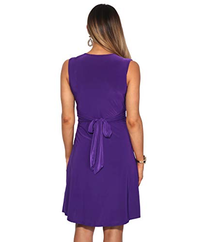 KRISP 9354-PUR-14, Vestido Corto Patinadora Vuelo Fruncido Busto, Morado (9354), 42