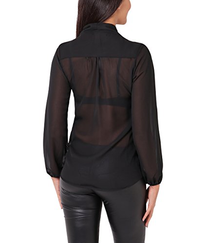 KRISP Blusa Mujer Cuello Lazo Elegante, Negro (9522), 36, 9522-BLK-08