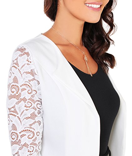 KRISP Bolero Mujer Fiesta Tallas Grandes Torera Chaqueta Corta Boda Elegante Barata Noche Vestir Manga, (Crema (9330), LXL), 9330-CRM-LXL