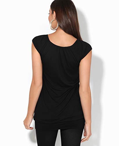 KRISP Mujer Camiseta Larga Básica Manga Corta (7604-BLK-08)