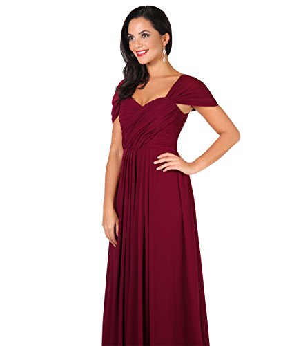 KRISP Vestido Fiesta Largo Talla Grande Boda Elegante Plisado Noche, (Burdeos (4815), 48 EU (20 UK)), 4815-WIN-20, Burdeos (4815), 48 EU (20 UK), 4815-WIN-20