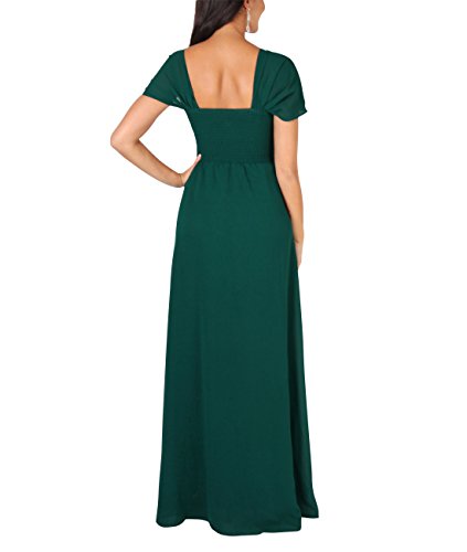 KRISP Vestido Fiesta Largo Talla Grande Boda Elegante Plisado Noche, (Verde (4815), 36 EU (08 UK)), 4815-DKGRN-08, Verde (4815), 36 EU (08 UK), 4815-DKGRN-08