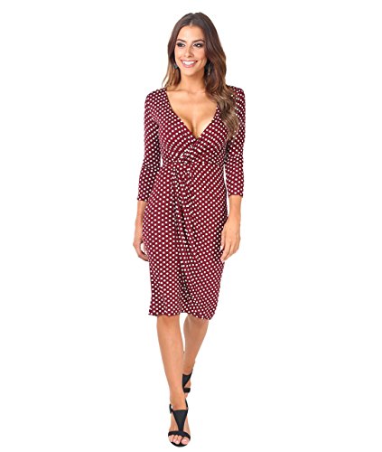 KRISP Vestido Moda Mujer Fruncido, Granate (6487), 42, 6487-WIN-14