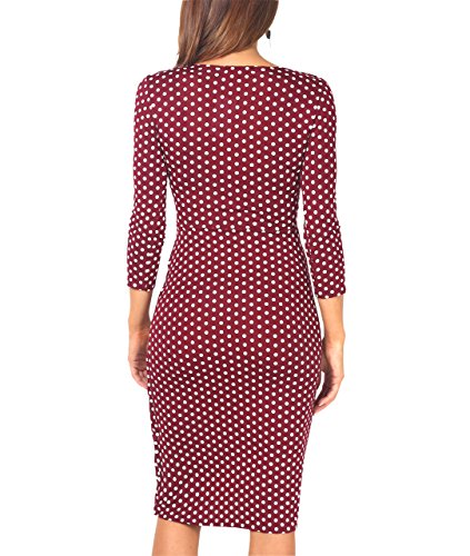 KRISP Vestido Moda Mujer Fruncido, Granate (6487), 42, 6487-WIN-14