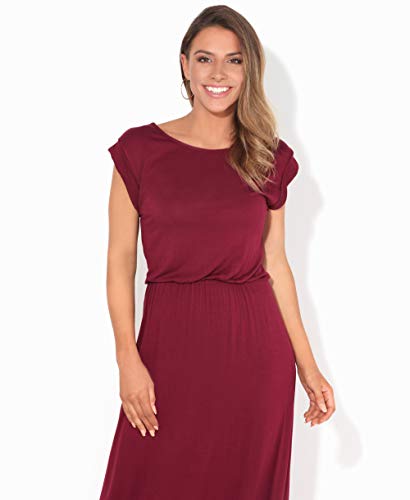 KRISP Vestido Mujer Tallas Grandes Largo Barato Casual Ibicenco De Día Ropa Hippie Online Ofertas, (Burdeos (3269), 44 EU (16 UK)), 3269-WIN-16