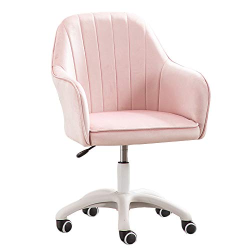 KST Silla Ajustable, Moderna Silla de Escritorio de Oficina en casa con Brazos y Ruedas, Silla giratoria de 360 ° Silla ejecutiva de Terciopelo, Sala de Estar de Dormitorio de Oficina, Rosa