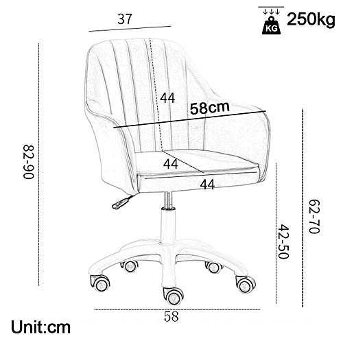 KST Silla Ajustable, Moderna Silla de Escritorio de Oficina en casa con Brazos y Ruedas, Silla giratoria de 360 ° Silla ejecutiva de Terciopelo, Sala de Estar de Dormitorio de Oficina, Rosa