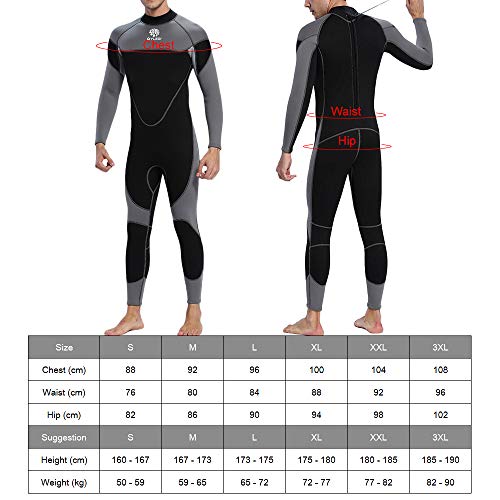 Kstyhome Traje de Neopreno de 3 mm para Hombres Traje de Surf Traje de Buceo Traje de baño Traje de Neopreno