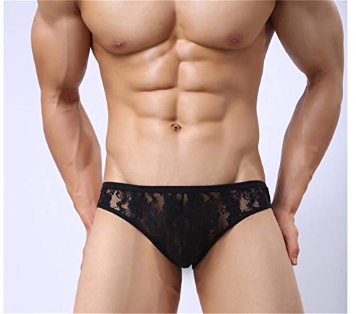 Kwelt Hombre Sexy Tanga Ropa Interior Erotica Encaje Ropa Interior de Encaje Transparente Slip Tanga de Hilo para Hombres