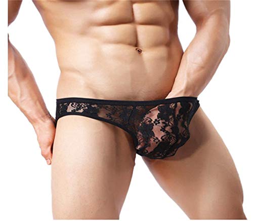 Kwelt Hombre Sexy Tanga Ropa Interior Erotica Encaje Ropa Interior de Encaje Transparente Slip Tanga de Hilo para Hombres