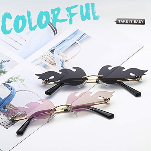 Kylewo Gafas de Sol de Las Mujeres- Gafas de Sol Creativas en Forma de Llama Gafas de Sol de Metal para Mujer para Hombre, Gafas de Sol de Estilo Punk Vintage de Moda