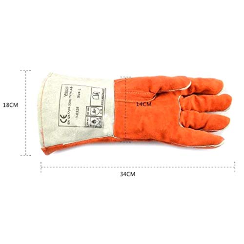 L Guantes De Soldadura Guantes De Trabajo De Doble Capa De Piel De Cuello Para Horno Parrilla Chimenea Barbacoa Soldadura