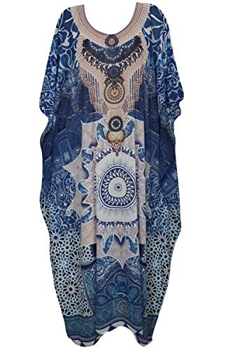 L-Peach Vestido Largo Kaftan de Playa Túnica Pareo Estampado Cover ups para Mujer