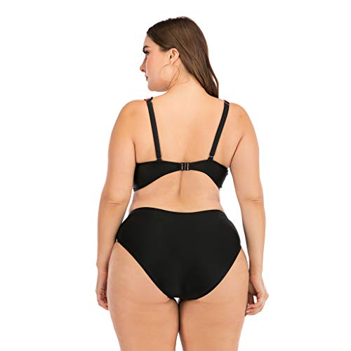 LANSKIRT Mujer Trajes de Baño para Gorditas Bañadores Sexy de 2 Piezas con Costuras de Color Elegante Bikini Mujer Tallas Grande 2020 Verano Ropa de Playa L-4XL