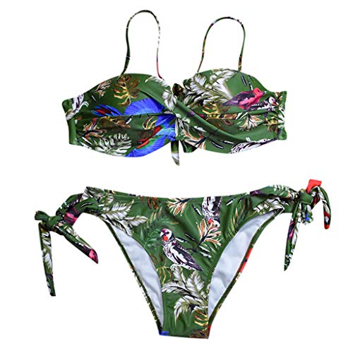 LANSKIRT_Bikinis Bañadores Mujer Sexy, Push Up con Bowknot Biquini Trikini Estampadas Flores Bañador de Playa Bohemios Traje de Baño Trikini Biquini Comodo