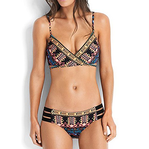 LANSKIRT_Bikinis Bikini Mujer Push Up Lanskirt Mujeres Conjunto de Traje de BañO Estampado Bohemio BañAdores con Relleno Trajes de BañO Mujer 2019 Baratos Bikini Estampado Dividido BañAdores