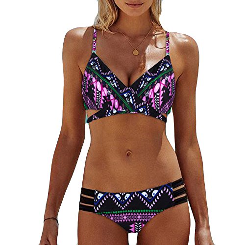 LANSKIRT_Bikinis Bikini Mujer Push Up Lanskirt Mujeres Conjunto de Traje de BañO Estampado Bohemio BañAdores con Relleno Trajes de BañO Mujer 2019 Baratos Bikini Estampado Dividido BañAdores