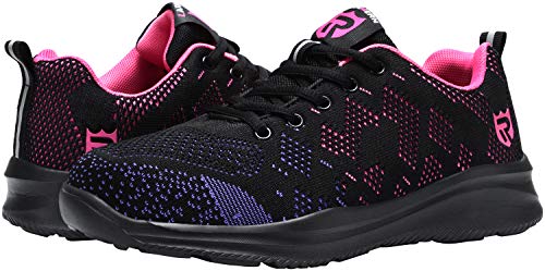 LARNMERN Zapatos Seguridad con Punta de Acero para Hombre Mujer Zapatillas Seguridad Femenino Ligeros S1P 35-42 (36 Purple)