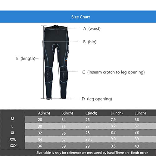 LayaTone Pantalones de Buceo Hombres Mujeres Pantalones Neopreno 3mm Surf Snorkeling Kayak Canotaje Pantalones Protección UV Mantener Cálidos Pantalones Neopreno Natación Pantalones Fitness