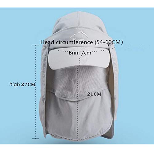 Lazzon Hombres Mujer Gorra para el Sol Anti-UV Pesca con Proteccion de Cuello ala Ancha Secado Secado rápido extraíble Sombrero Equitación Camping Senderismo (Gris Claro)