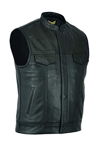 Leatherick SOA Chaleco de Motociclista de Cuero Genuino para Hombre para Montar y Corte de Moda de Estilo Chaleco, con Bolsillos Profundos (2XL - EUR60)